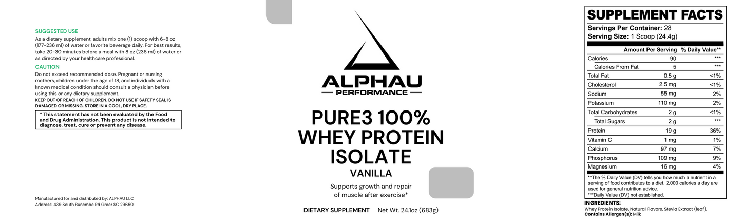 Pure3 100% Whey Protein Isolate (Vanilla)